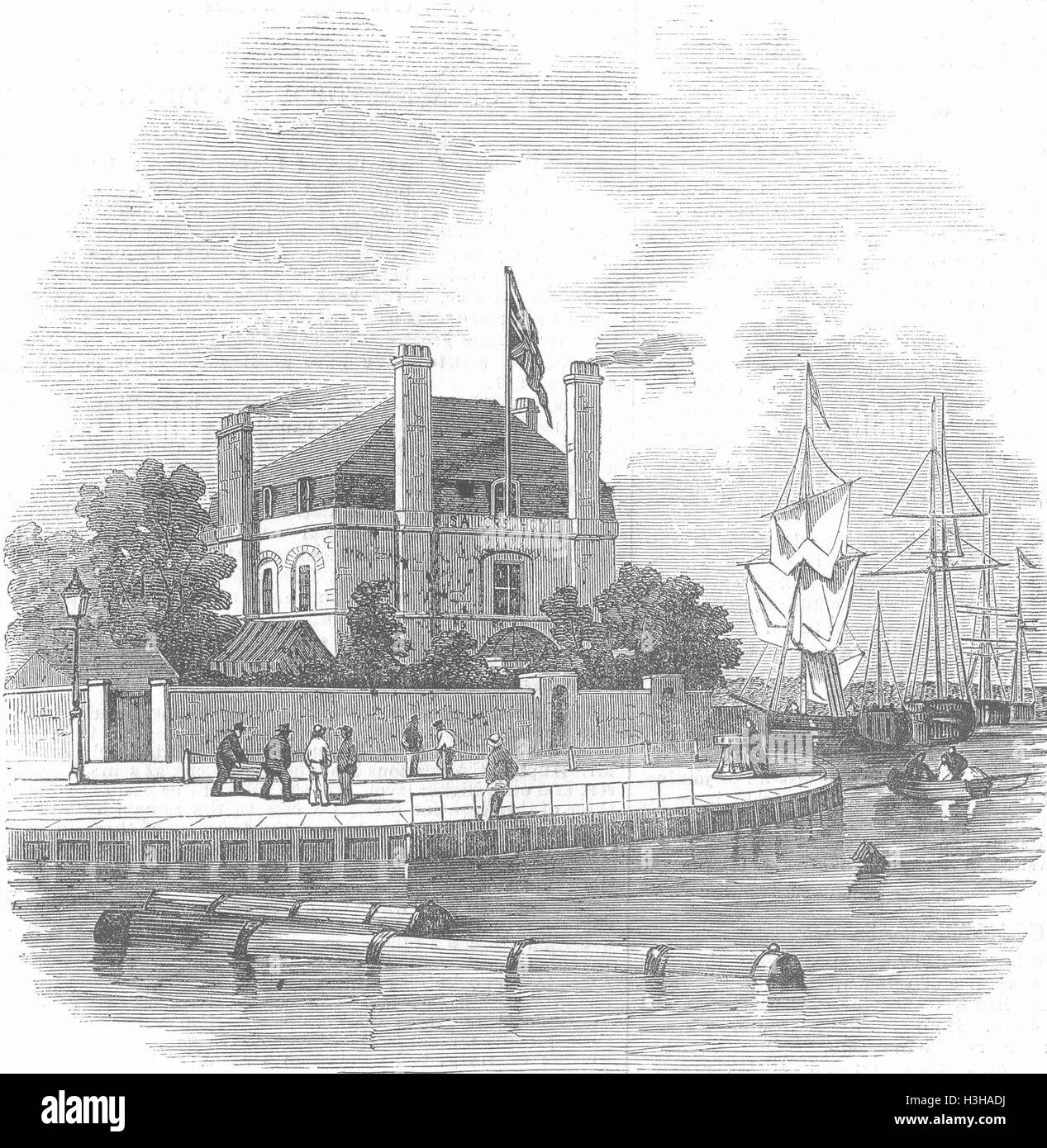 LONDON The Poplar Sailors' Home 1854. Illustrated London News Stock Photo