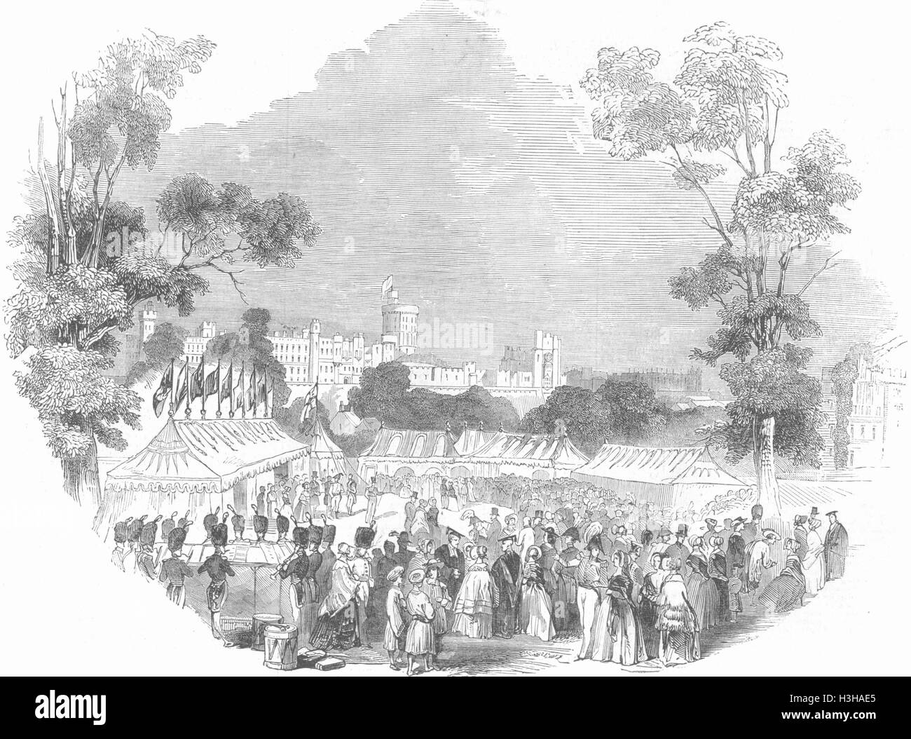 BERKS Windsor Castle Dinner, Fellows Eyot 1844. Illustrated London News Stock Photo