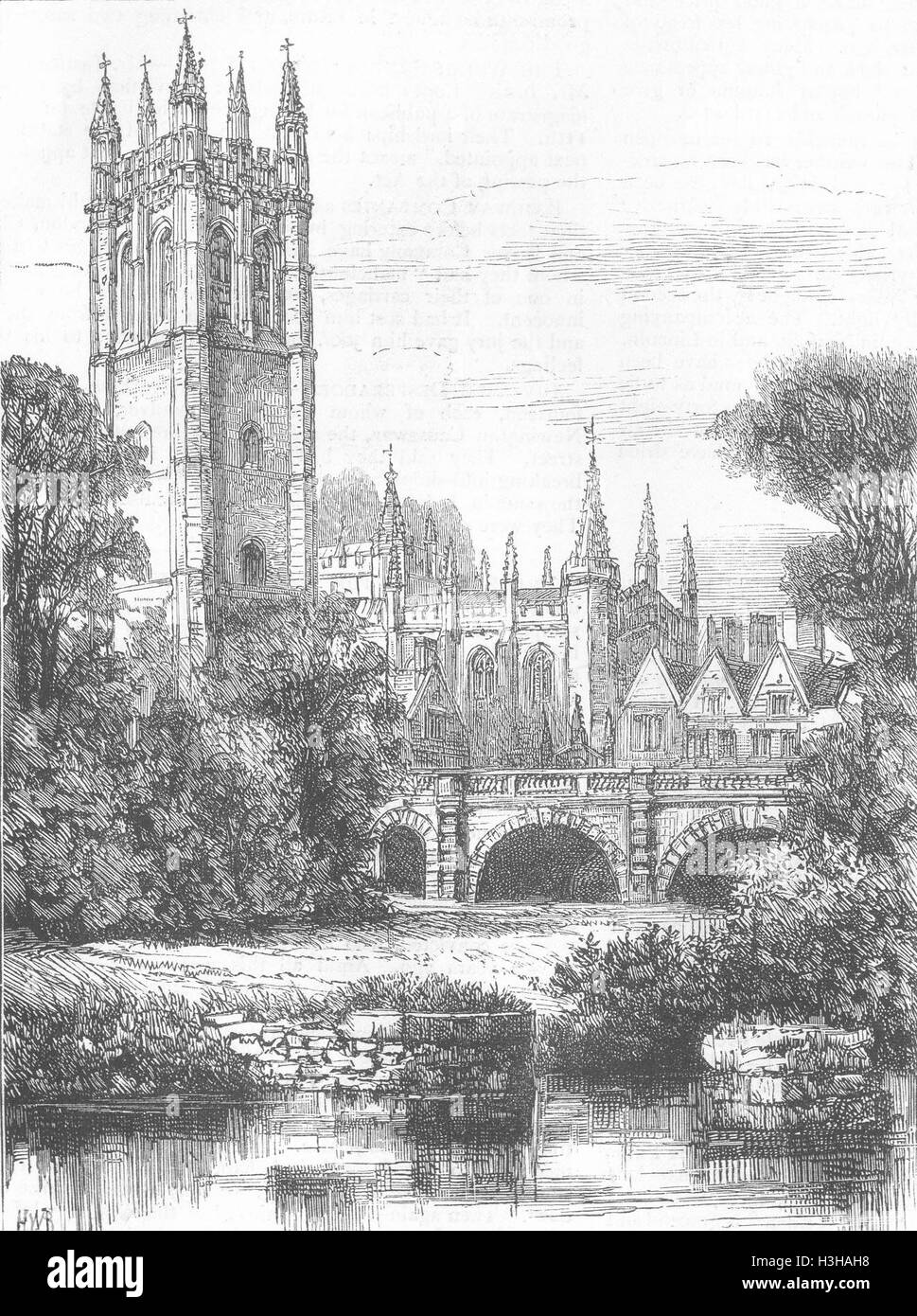OXON Magdalen Bridge, Oxford, Planned widening 1881. The Graphic Stock Photo