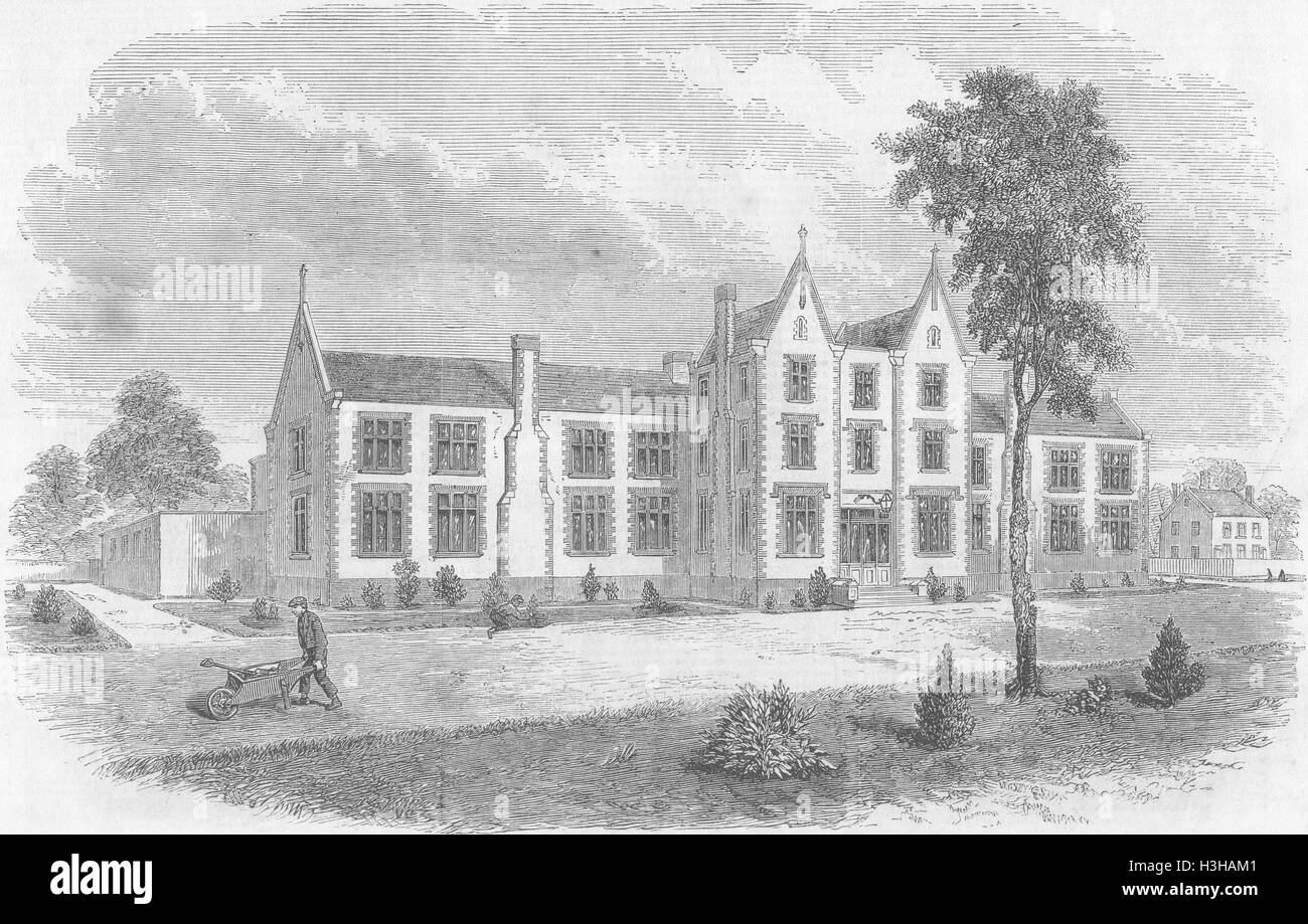 HORNSEY New Parish Schools, Rd, Holloway 1858. Illustrated News of the World Stock Photo