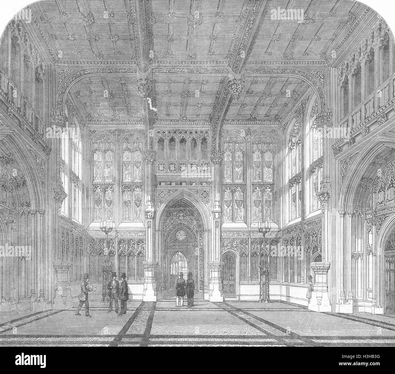 HOUSES OF PARLIAMENT Westminster new Lobby Commons 1852. Illustrated London News Stock Photo