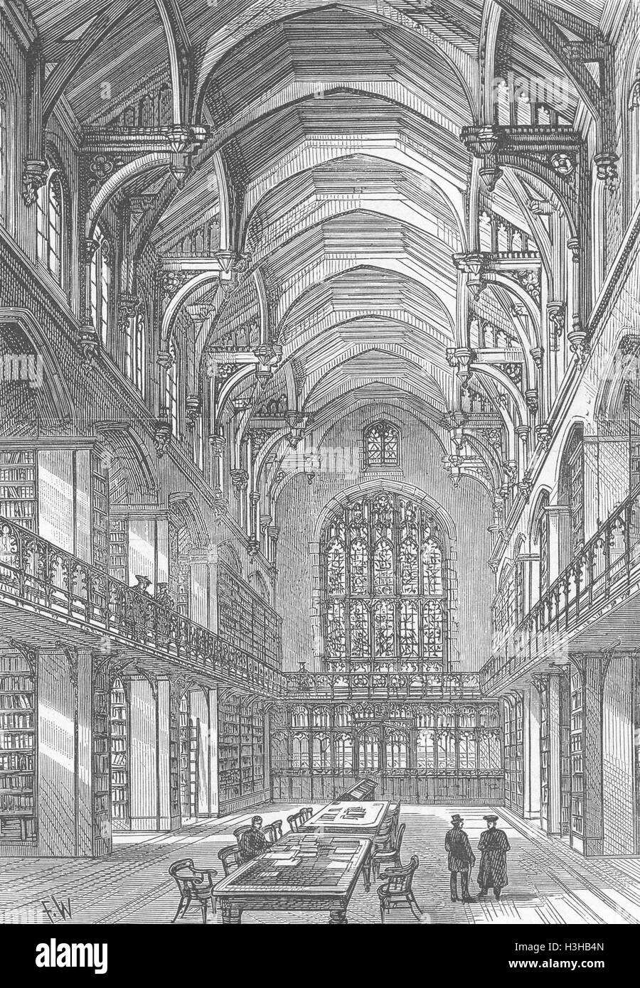 LONDON The Library, Sion College 1886. Illustrated London News Stock Photo