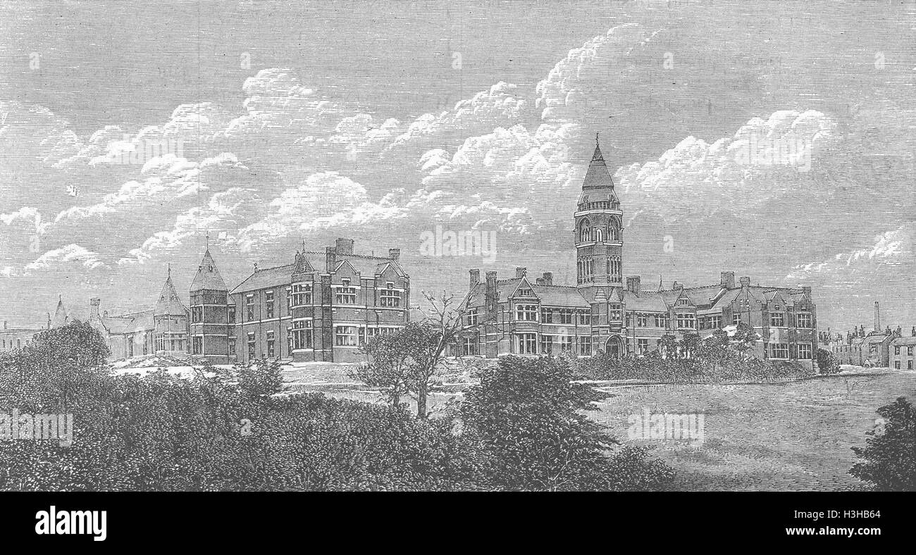 LANCS New hospital, Bolton, Lancashire 1881. Illustrated London News Stock Photo