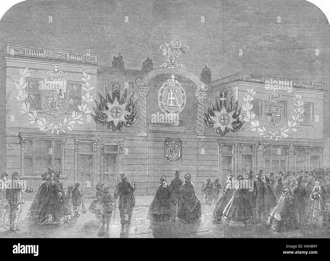 LONDON Illumination, Savile Row 1863. Illustrated London News Stock Photo