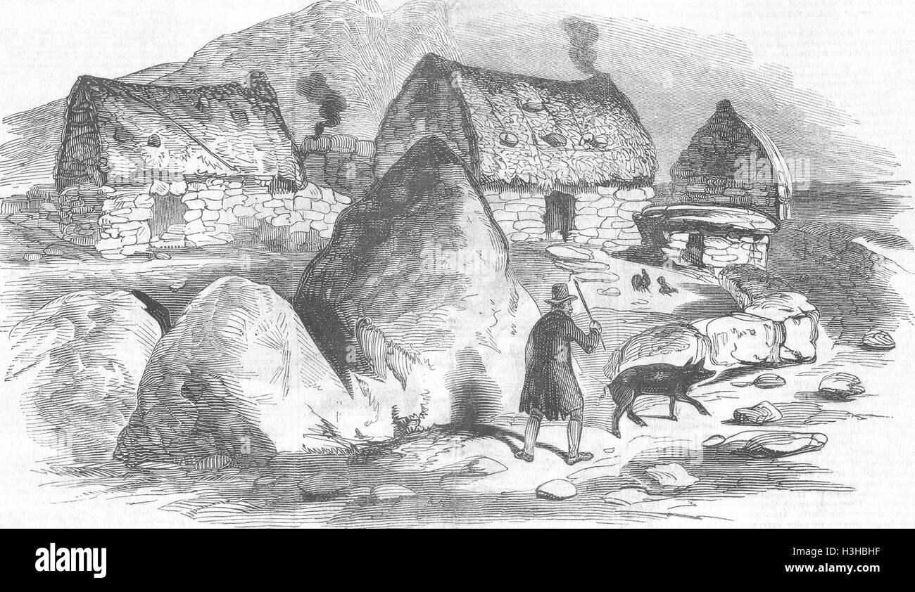 IRELAND Scene in Derrynane Beg 1846. The Pictorial Times Stock Photo