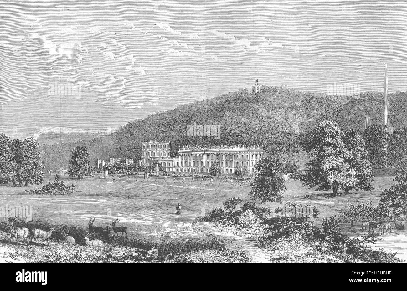 DERBYS Chatsworth House 1882. The Graphic Stock Photo