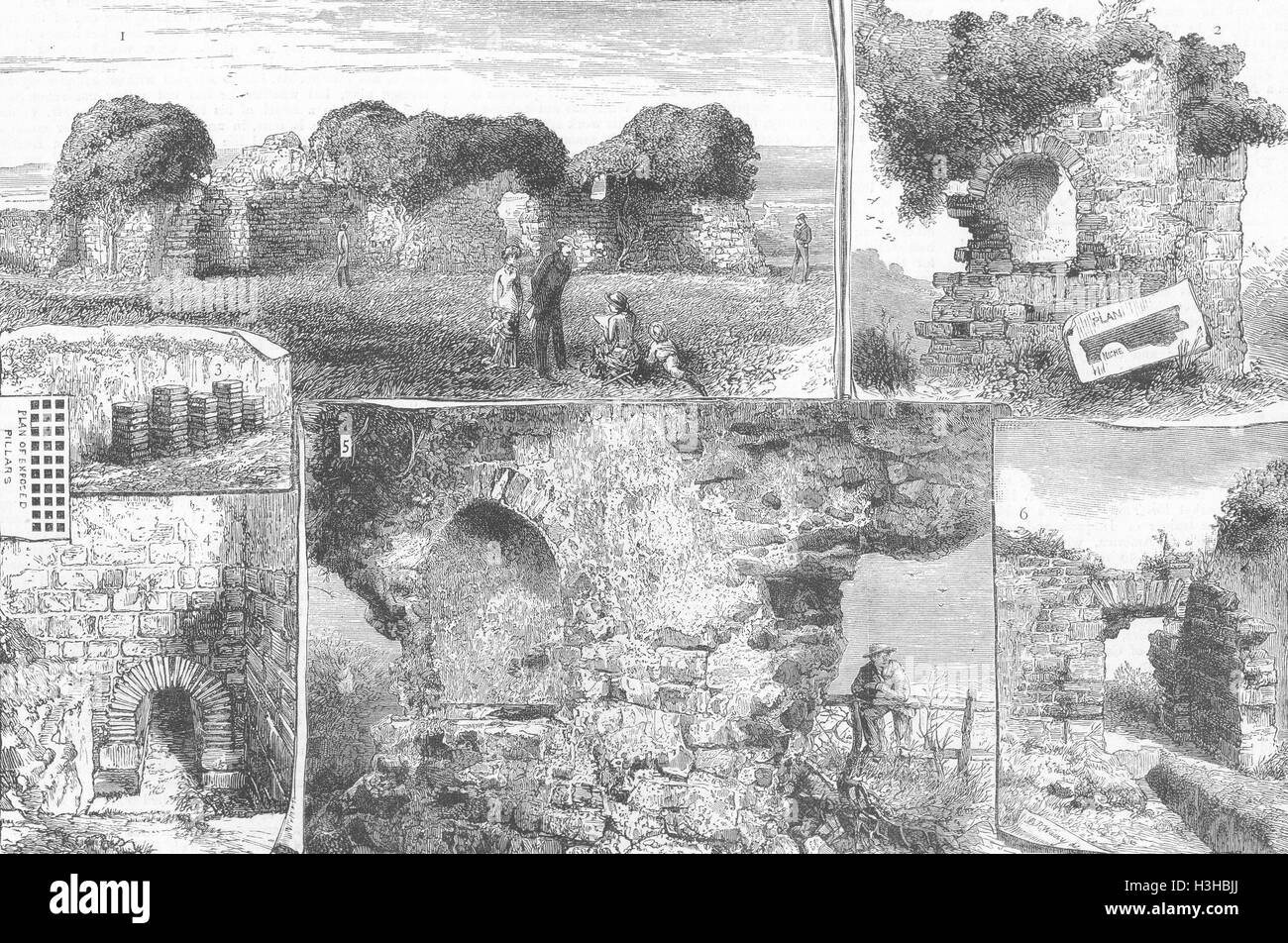 CUMBS Roman Remains, Walls Castle, Cumberland 1882. The Graphic Stock Photo
