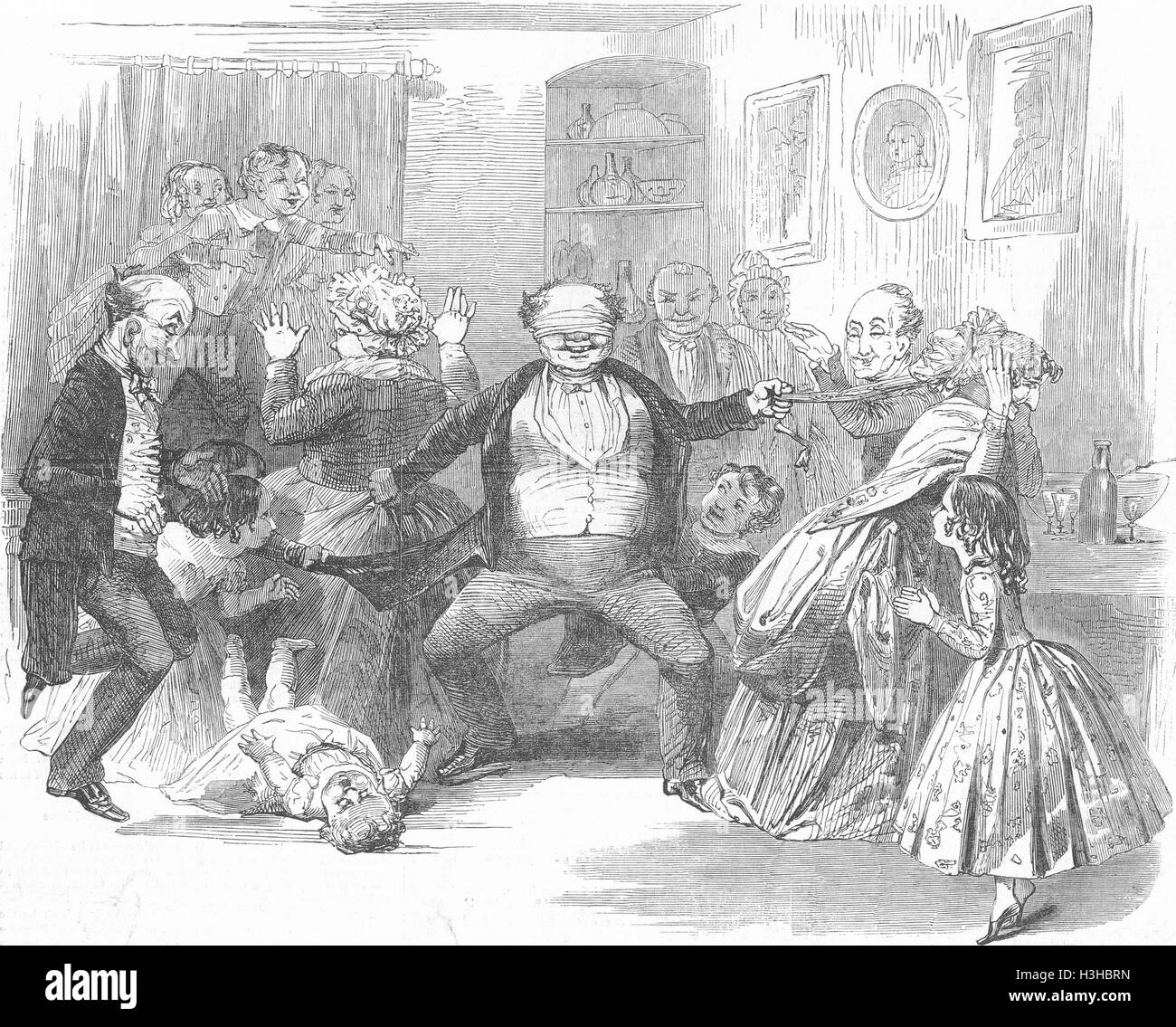 CARTOONS Blindman's-Buff 1849. Illustrated London News Stock Photo
