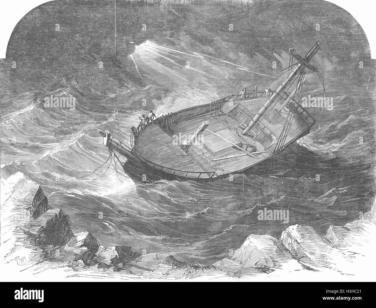 SHIPS Shipwreck 1852. Illustrated London News Stock Photo