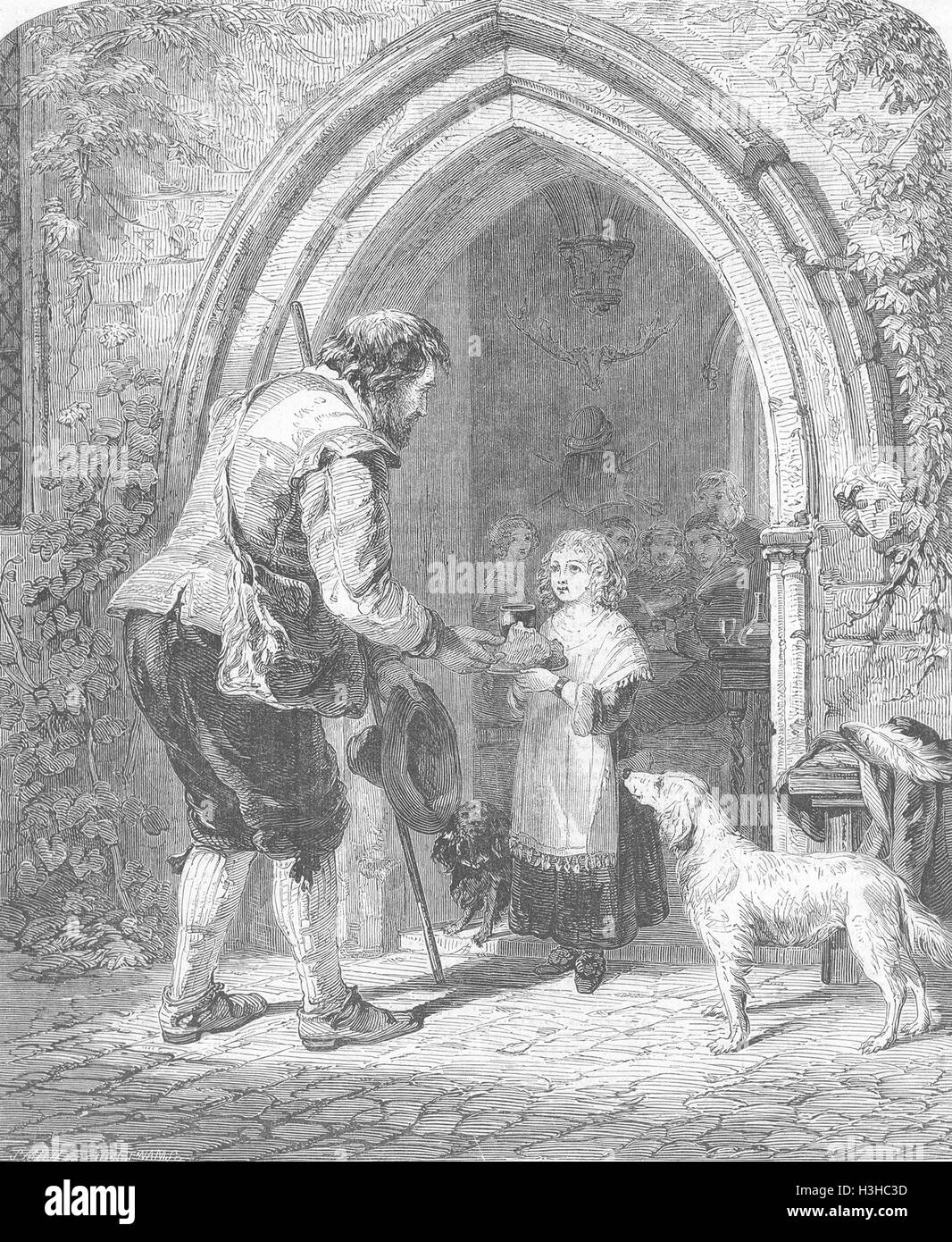 KENT Hospitality-mote, Ightham 1850. Illustrated London News Stock Photo