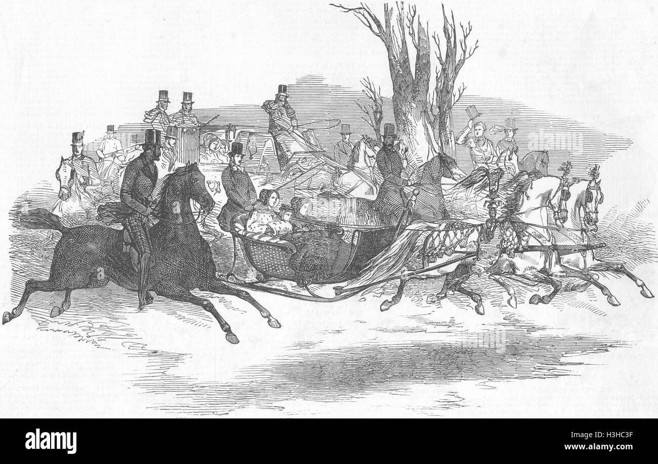 WINTER SPORTS Sleighing or Sledging royal sleigh 1850. Illustrated London News Stock Photo