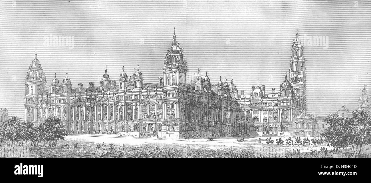 LONDON Admiralty & war office building design 1884. The Graphic Stock Photo