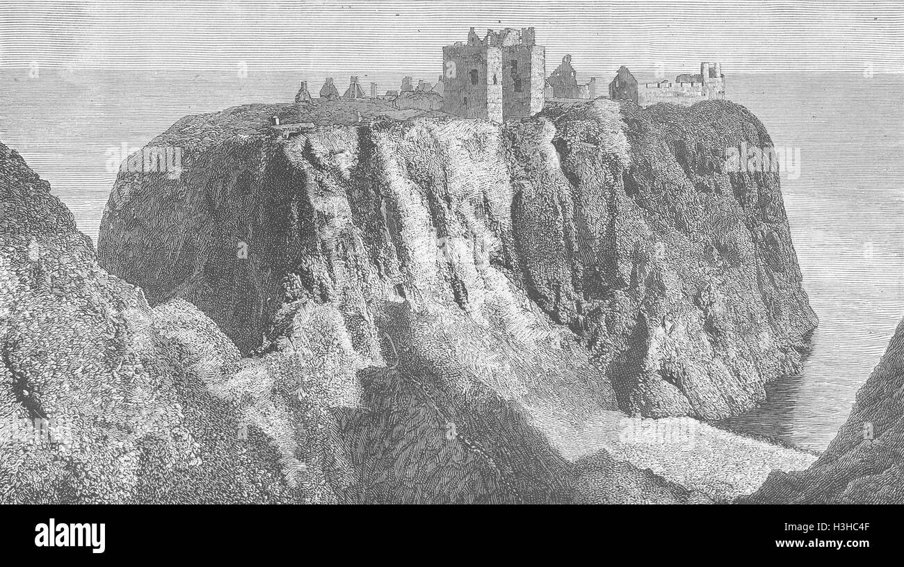 SCOTLAND Dunnottar Castle, Kincardine 1884. The Graphic Stock Photo