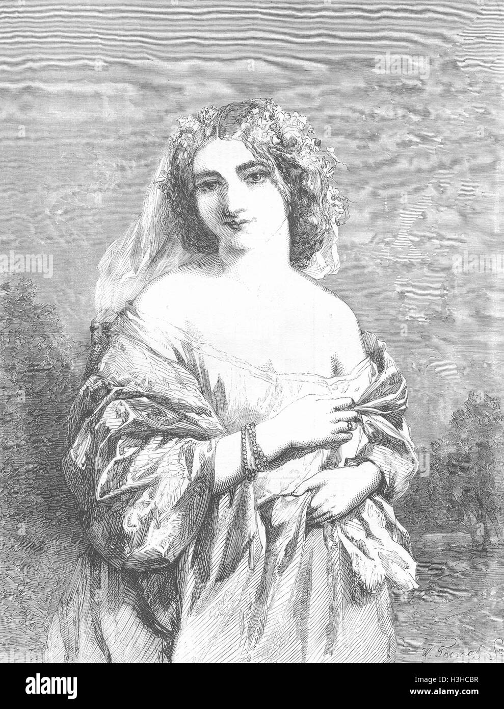 PRETTY LADIES Smiling Morn 1858. Illustrated London News Stock Photo