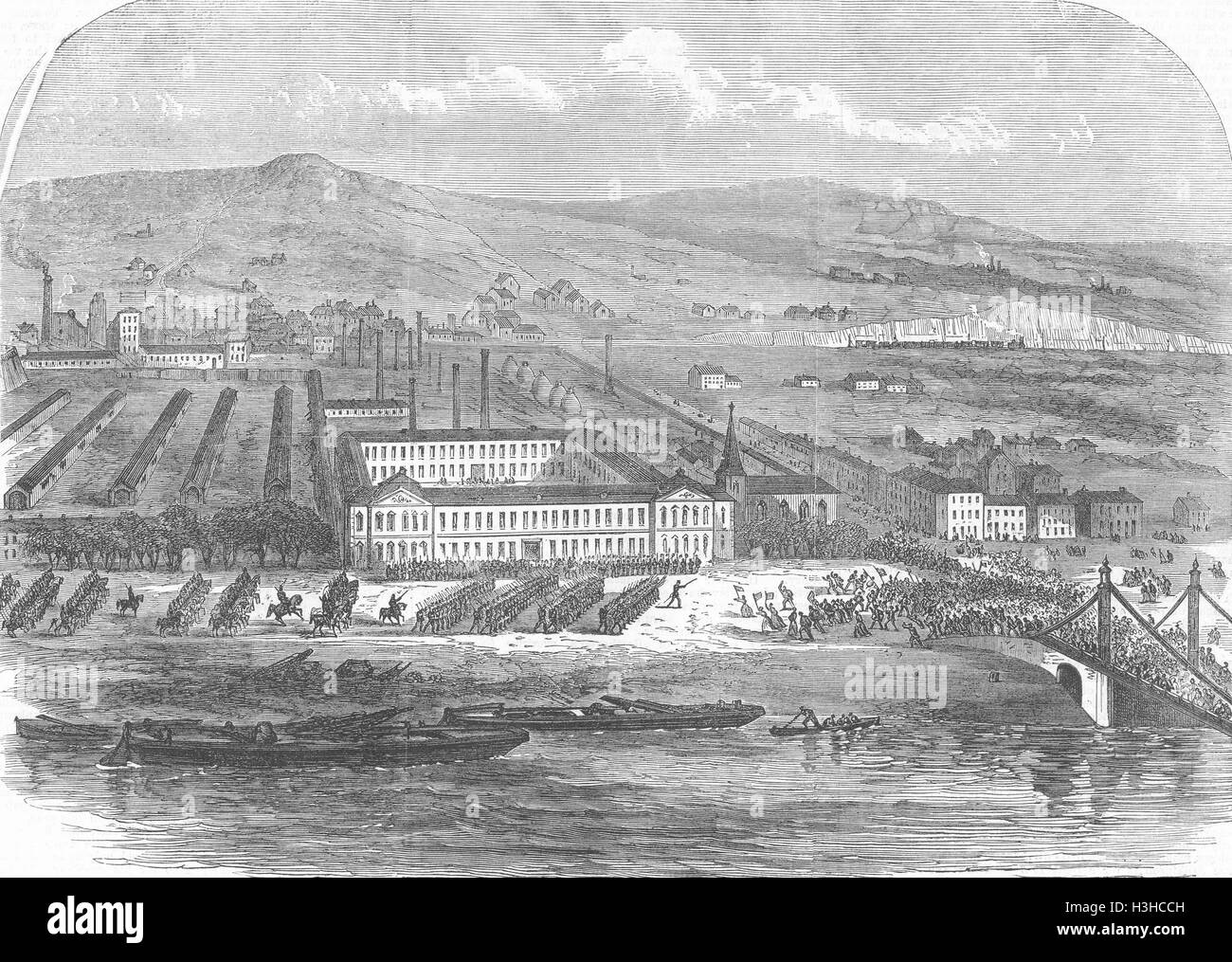 BELGIUM Conflict, Seraing ironworks 1869. Illustrated London News Stock Photo