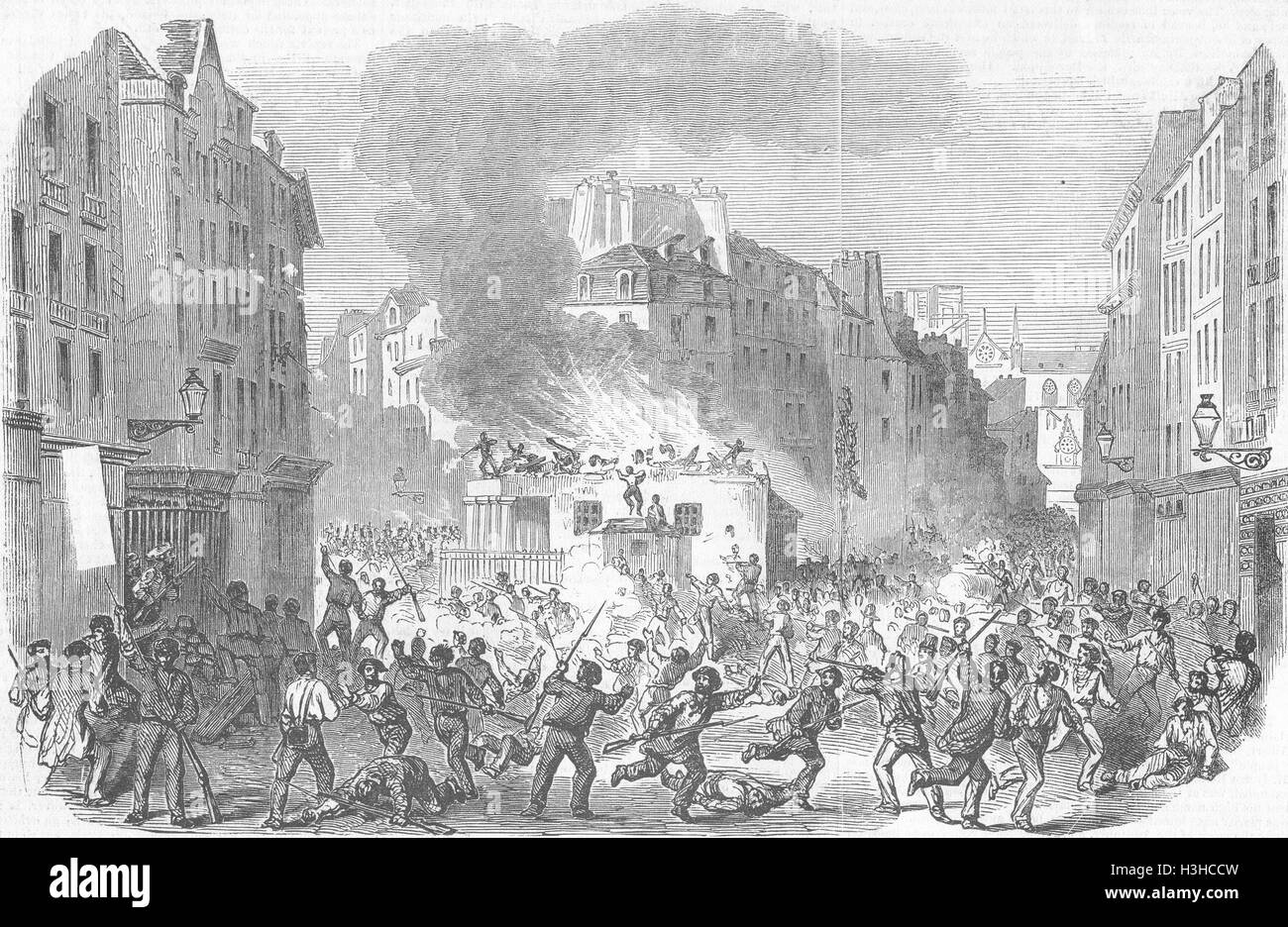 FRANCE Conflict, Pace Maubert 1848. Illustrated London News Stock Photo