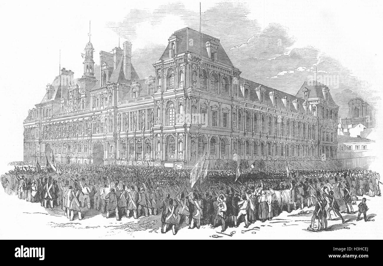 PARIS Lamartine speaking, hotel De Ville 1848. Illustrated London News Stock Photo