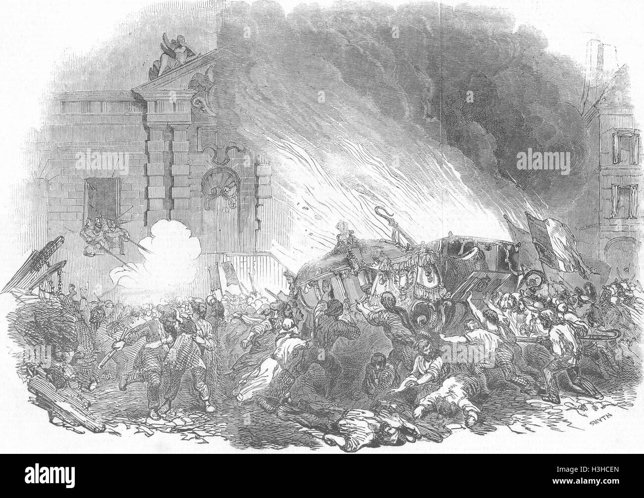 France Burning Royal Carriages Chateau D Eau 1848 Illustrated London News Stock Photo Alamy