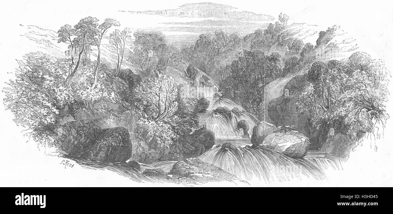 LANDSCAPES Waterfalls 1852. Illustrated London News Stock Photo - Alamy