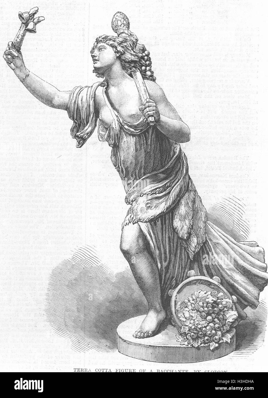 DECORATIVE Terra Cotta Figure of Bacchante 1868. Illustrated London News Stock Photo