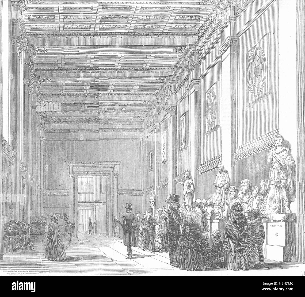 LONDON Corridor, or Roman Gallery, British Museum 1857. Illustrated London News Stock Photo