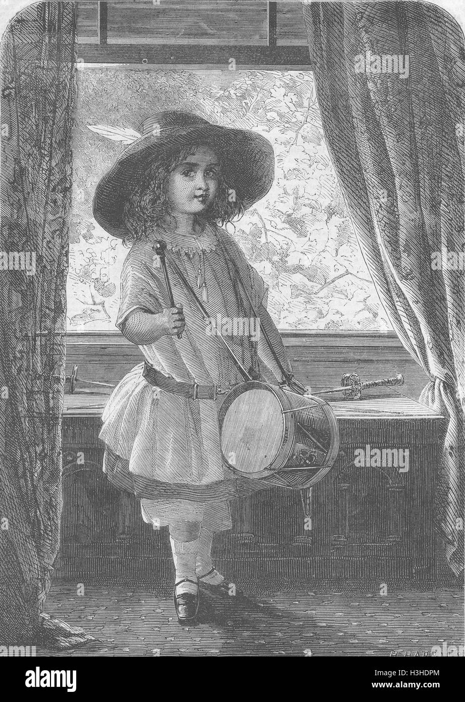 MUSIC The drummer-boy 1860. Illustrated Times Stock Photo