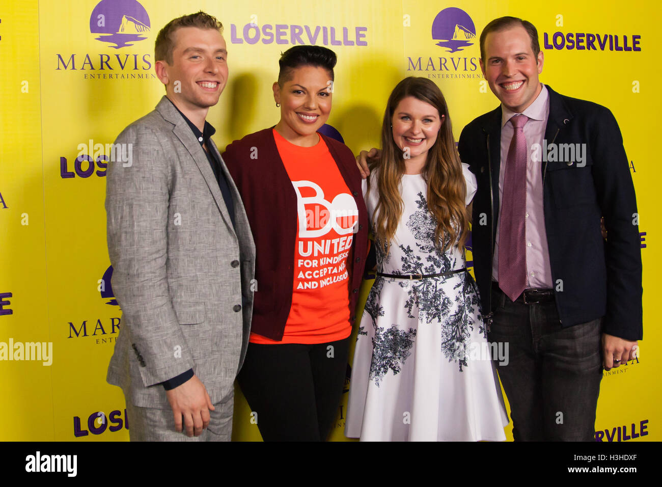 Chris Bellant, Sarah Jes Austell, Lovell Holder and Sara Ramirez attend Red Carpet Premiere of LOSERVILLE on September 29, 2016 in Los Angeles, California Stock Photo