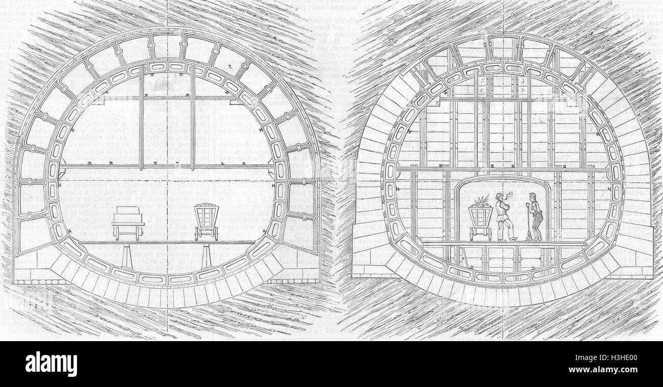 ENGINEERING System of tunnelling 1867. Illustrated London News Stock