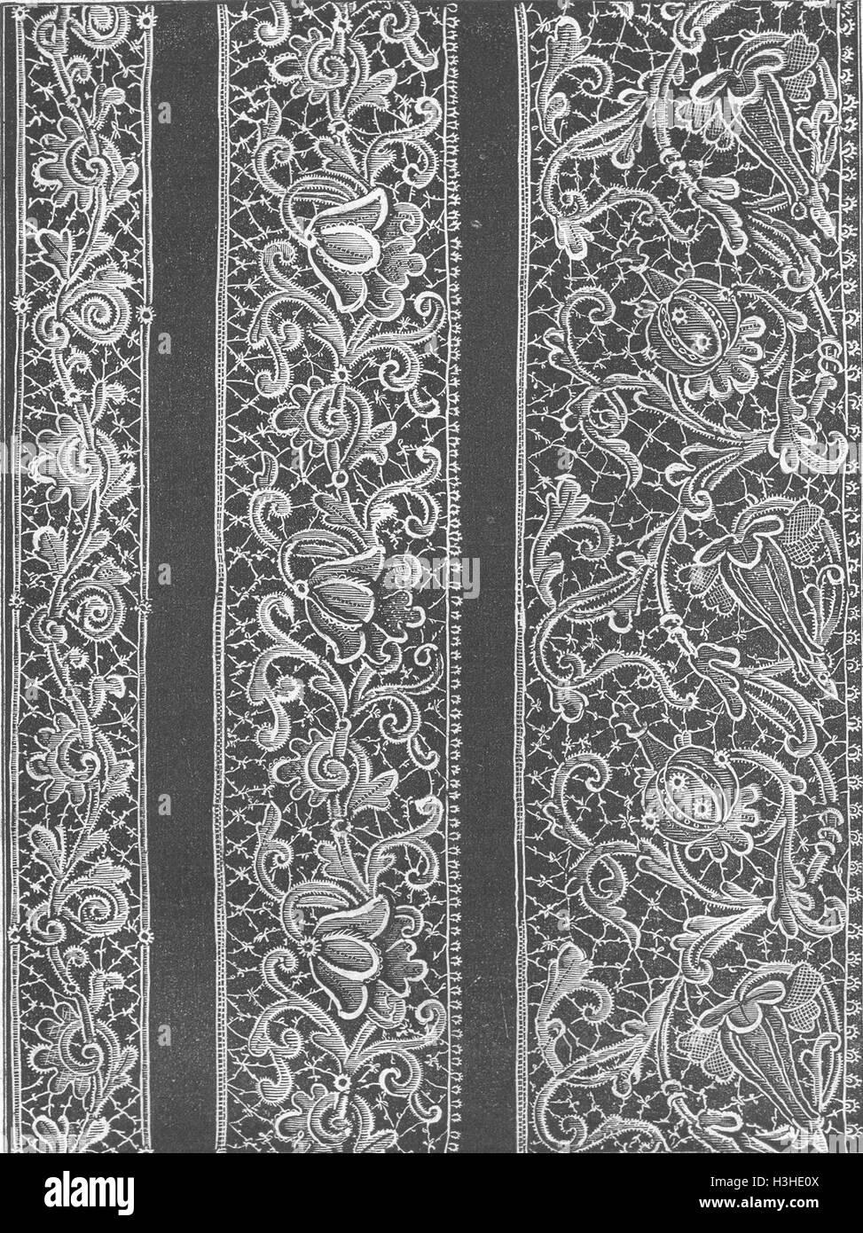 ITALY Point Colbert, reproduction of Venice Lace 1867. Illustrated London News Stock Photo