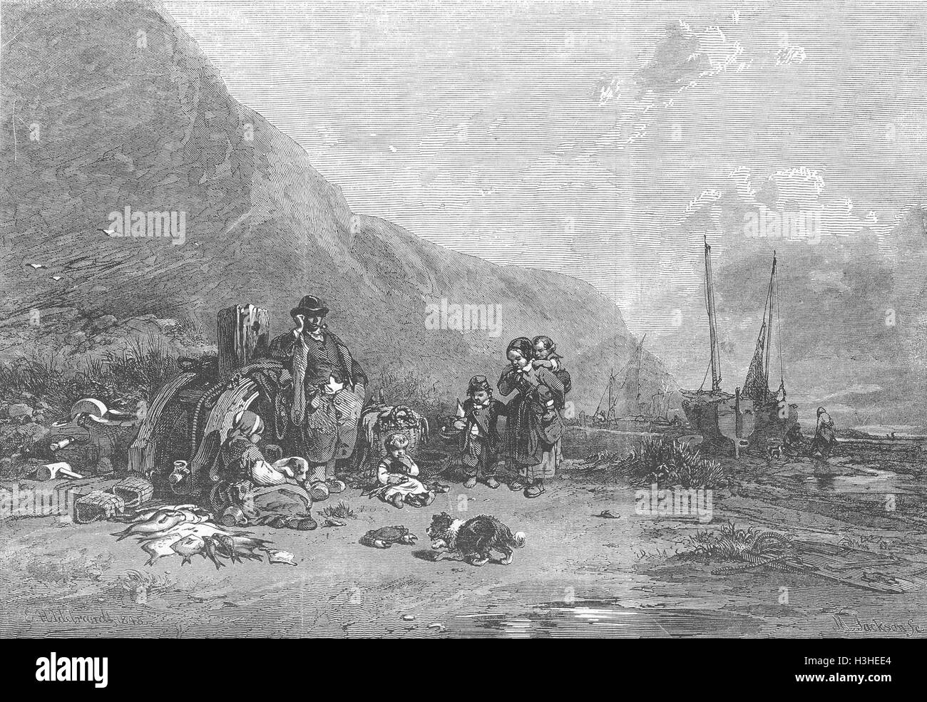 FAMILY Susses Nichtsthun 1848. Illustrated London News Stock Photo