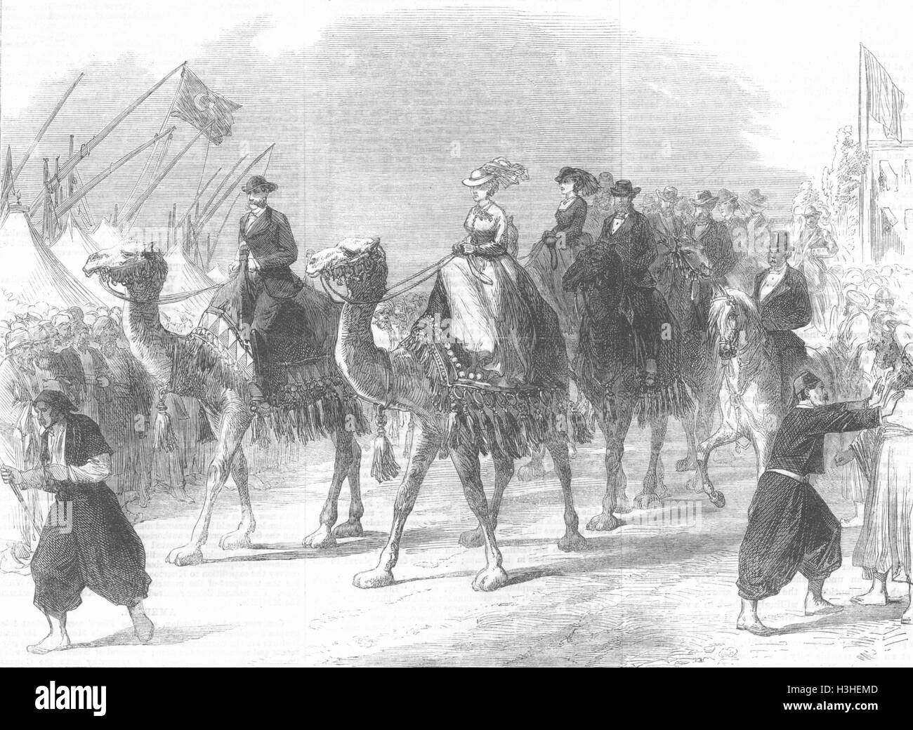 EGYPT Suez Canal Empress of French, Ismailia 1869. Illustrated London News Stock Photo