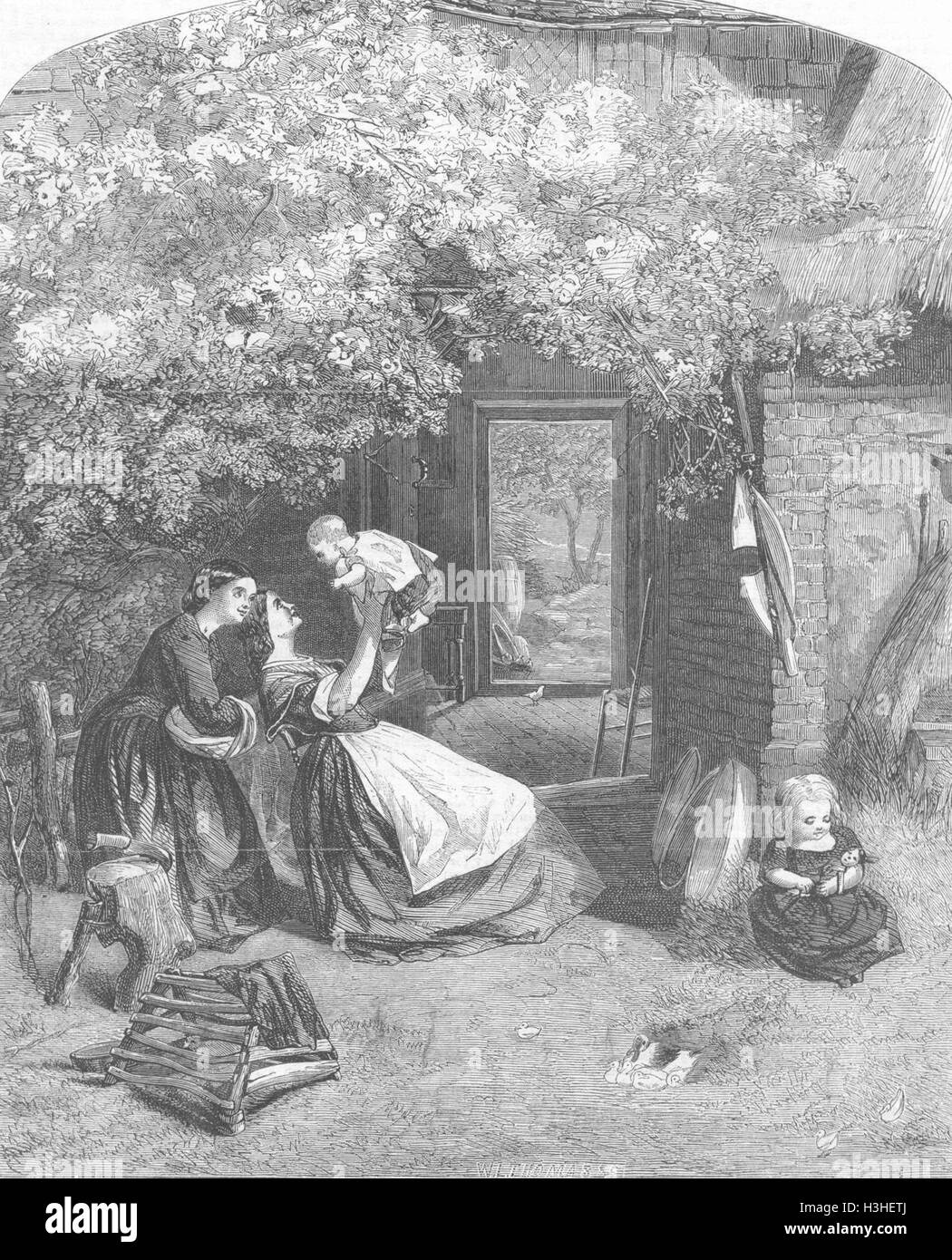 FAMILY Happy days 1860. Illustrated London News Stock Photo