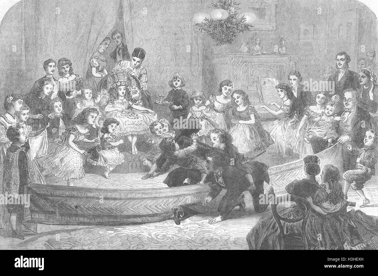 CHILDREN Christmas fun tournament 1865. Illustrated London News Stock Photo