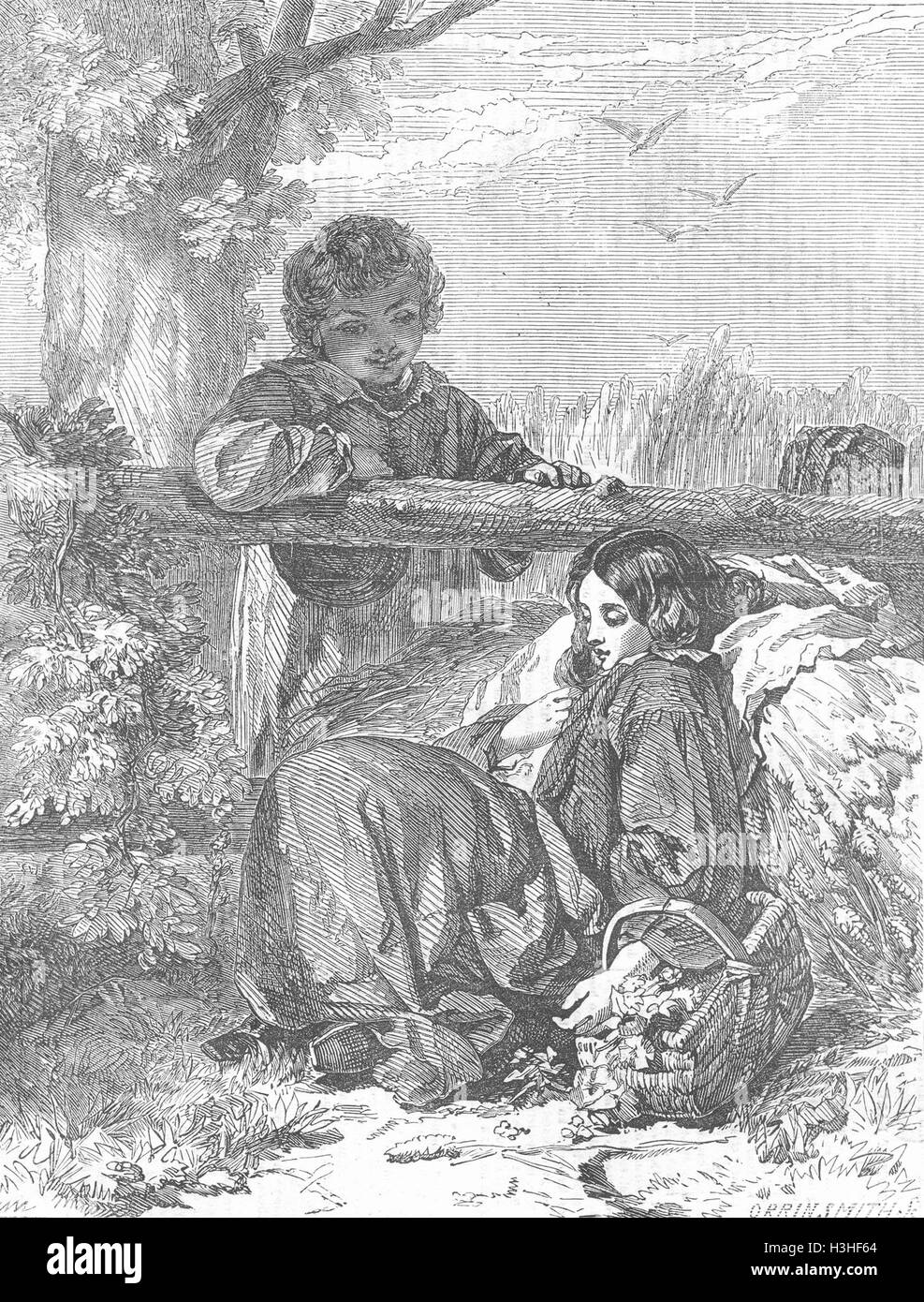 CHILDREN Simon and Iphigenia 1856. Illustrated London News Stock Photo