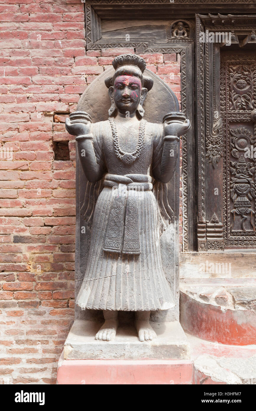Stone figure, courtyard of Royal Palace, Lu Dhawka, Durbar Square, Bhaktapur, Nepal Stock Photo