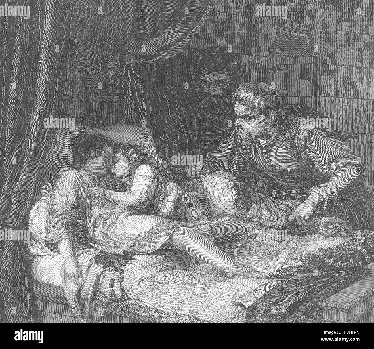 ROYALTY Murder of 2 Princes, Tower 1850. Illustrated London News Stock Photo