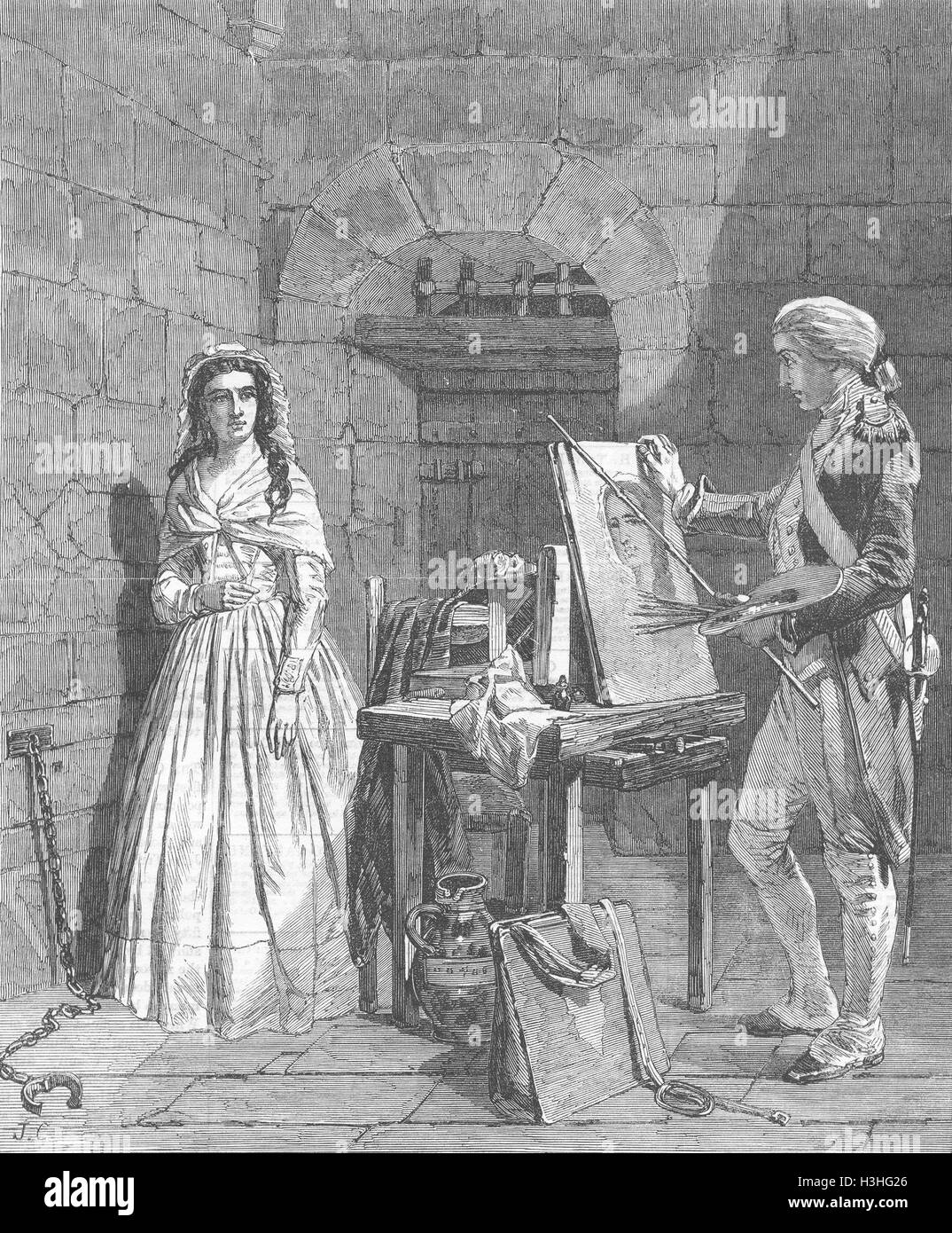 CHARLOTTE CORDAY Being painted before execution 1859. Illustrated London News Stock Photo