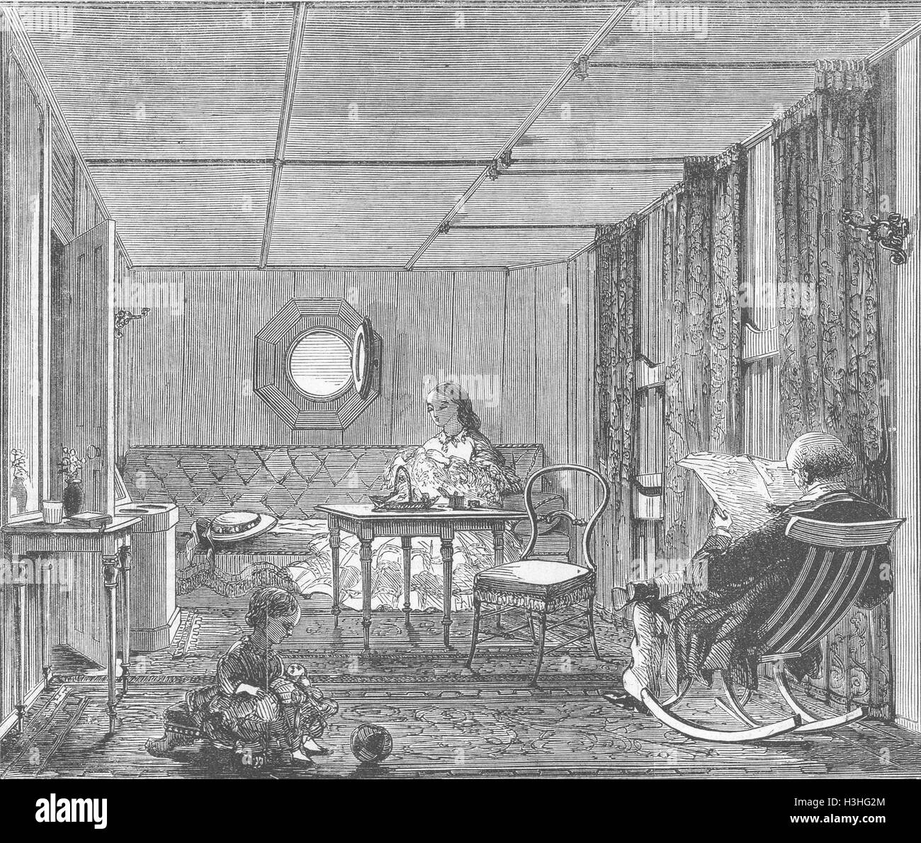 FAMILY Saloon cabin, Great Eastern 1859. Illustrated London News Stock ...