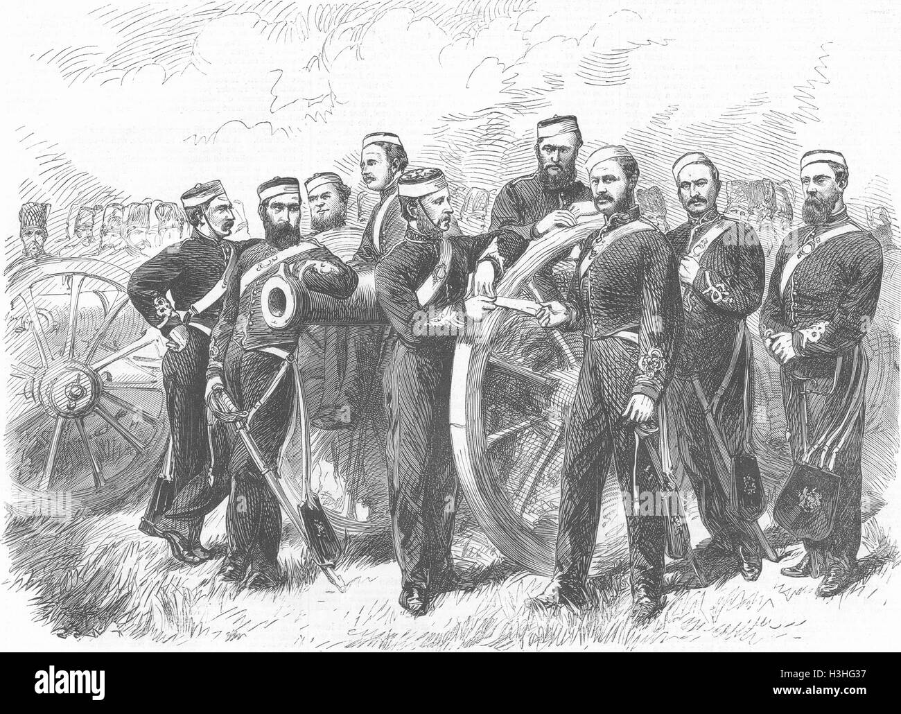 SURREY Officers of 2nd Artillery Troops 1865. Illustrated London News Stock Photo