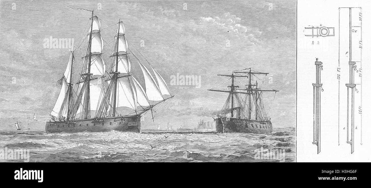 SHIPS Adm Schomberg's Planned men-of-war rig 1873. The Graphic Stock Photo