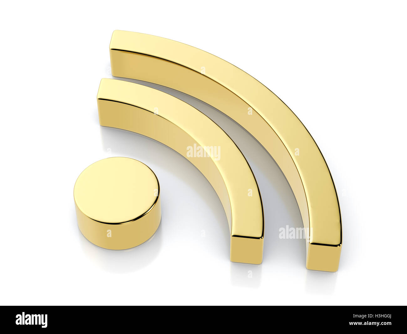 Golden RSS on a white background Stock Photo - Alamy