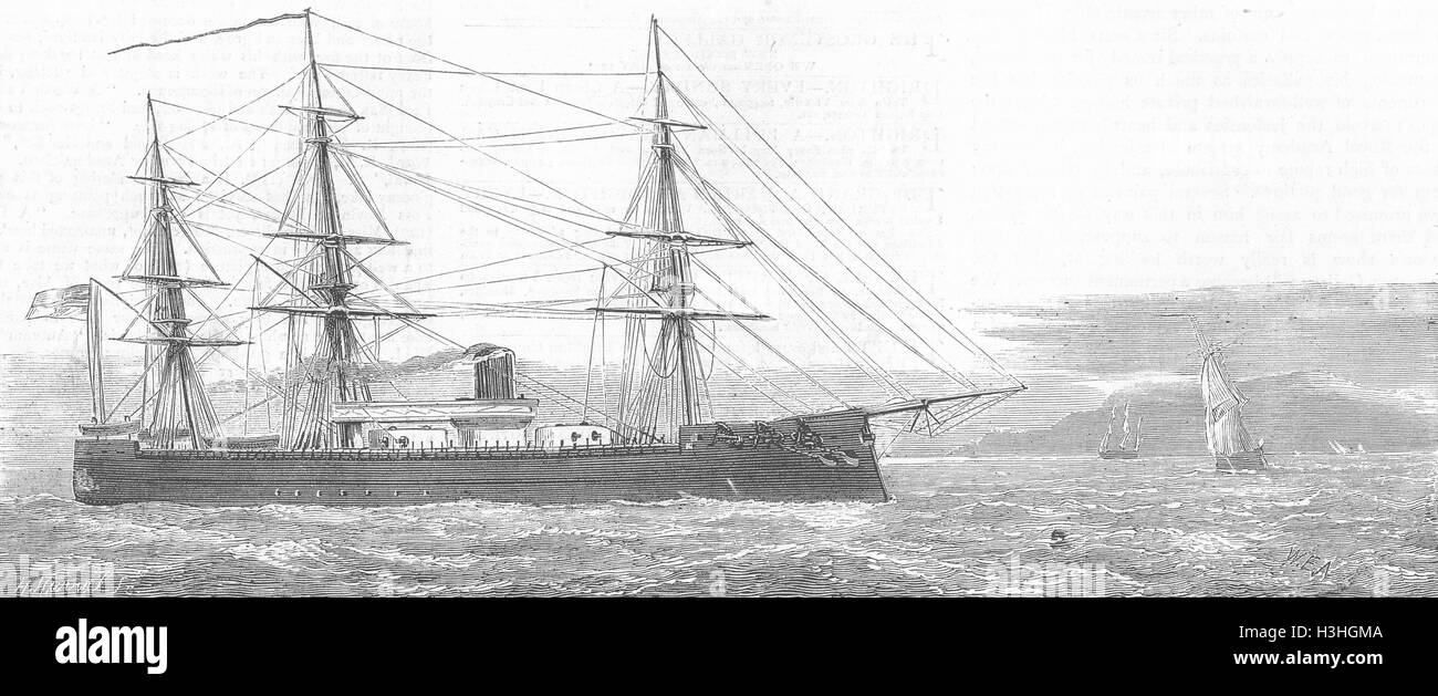 SHIPS Imperial German Ironclad Preussen 1877. The Graphic Stock Photo