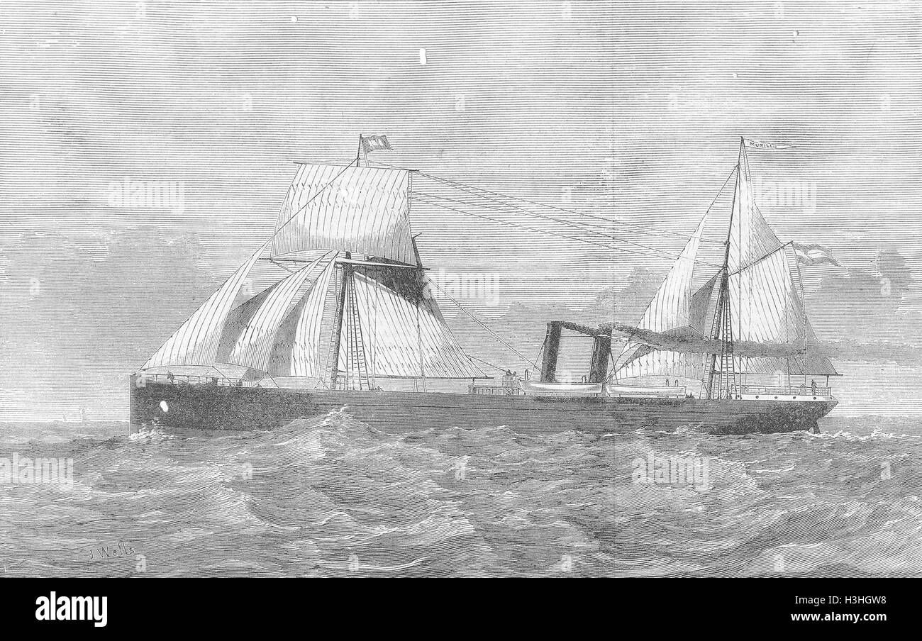 SHIPS The Spanish steamer Murillo 1873. Illustrated London News Stock