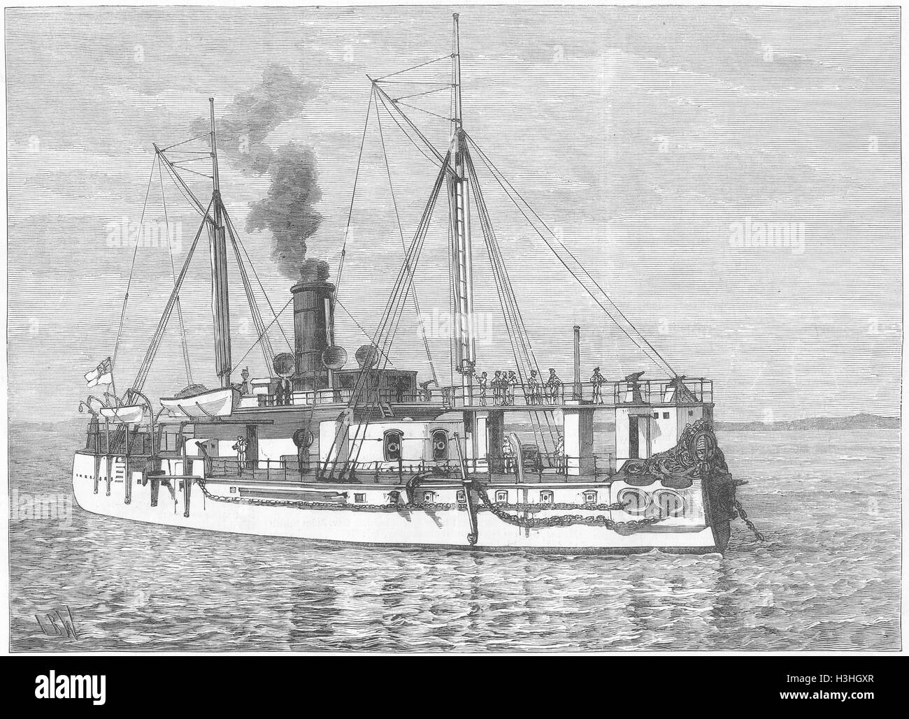 EGYPT HMS Hotspur, for protection of Suez Canal 1882. Illustrated London News Stock Photo