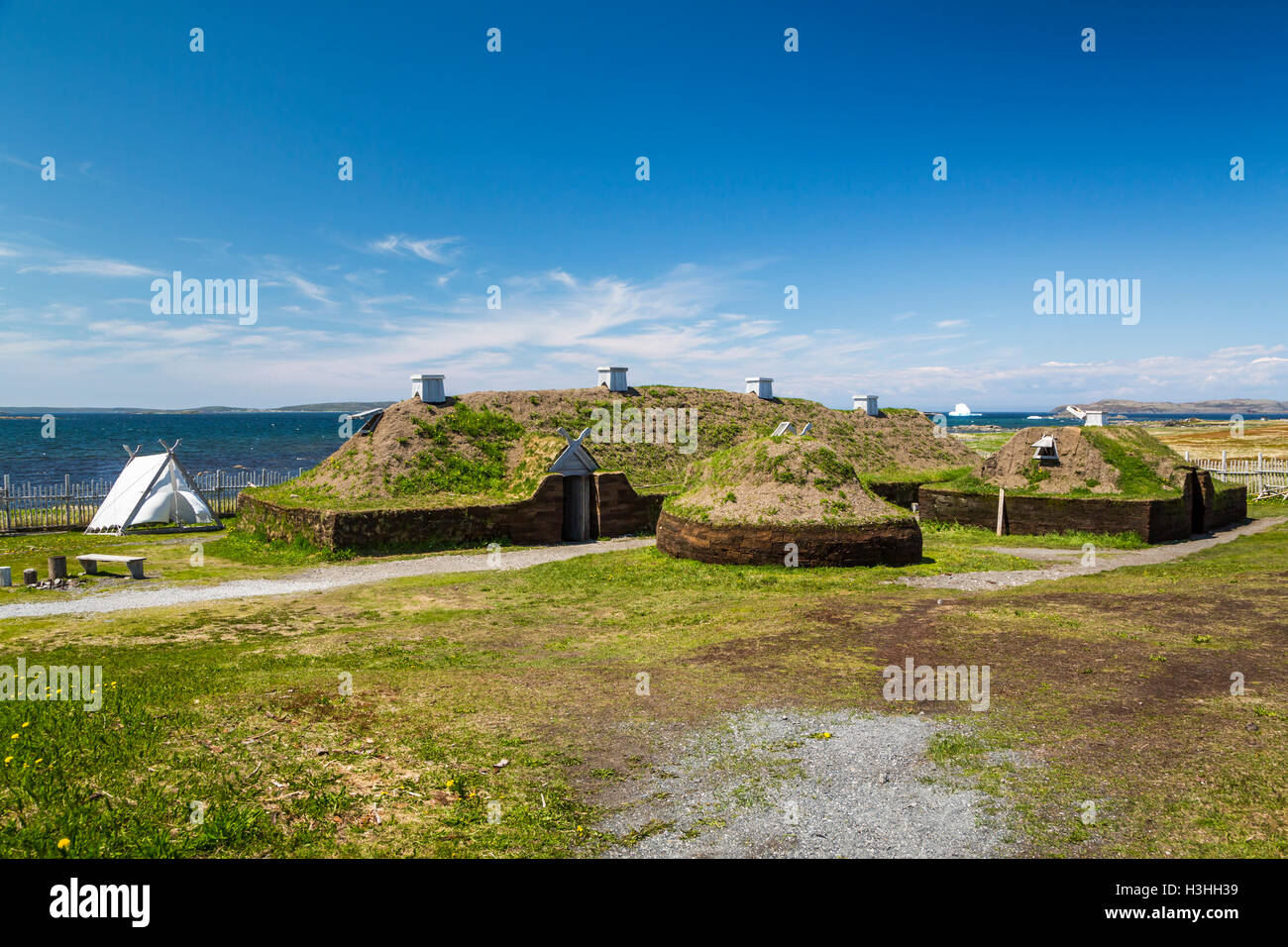 The L'Anse aux Meadows National Historic Site near St. Anthony, Newfoundland and Labrador, Canada. Stock Photo