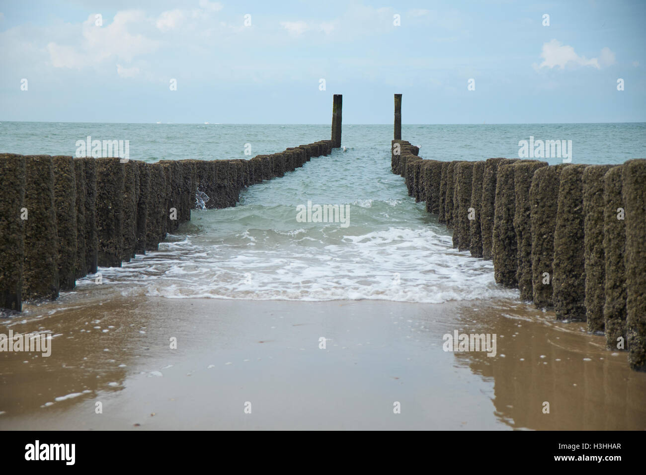 Bollards at the beach of Domburg,Netherland Stock Photo - Alamy