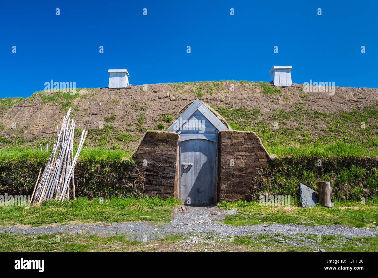 The L'Anse aux Meadows National Historic Site near St. Anthony, Newfoundland and Labrador, Canada. Stock Photo