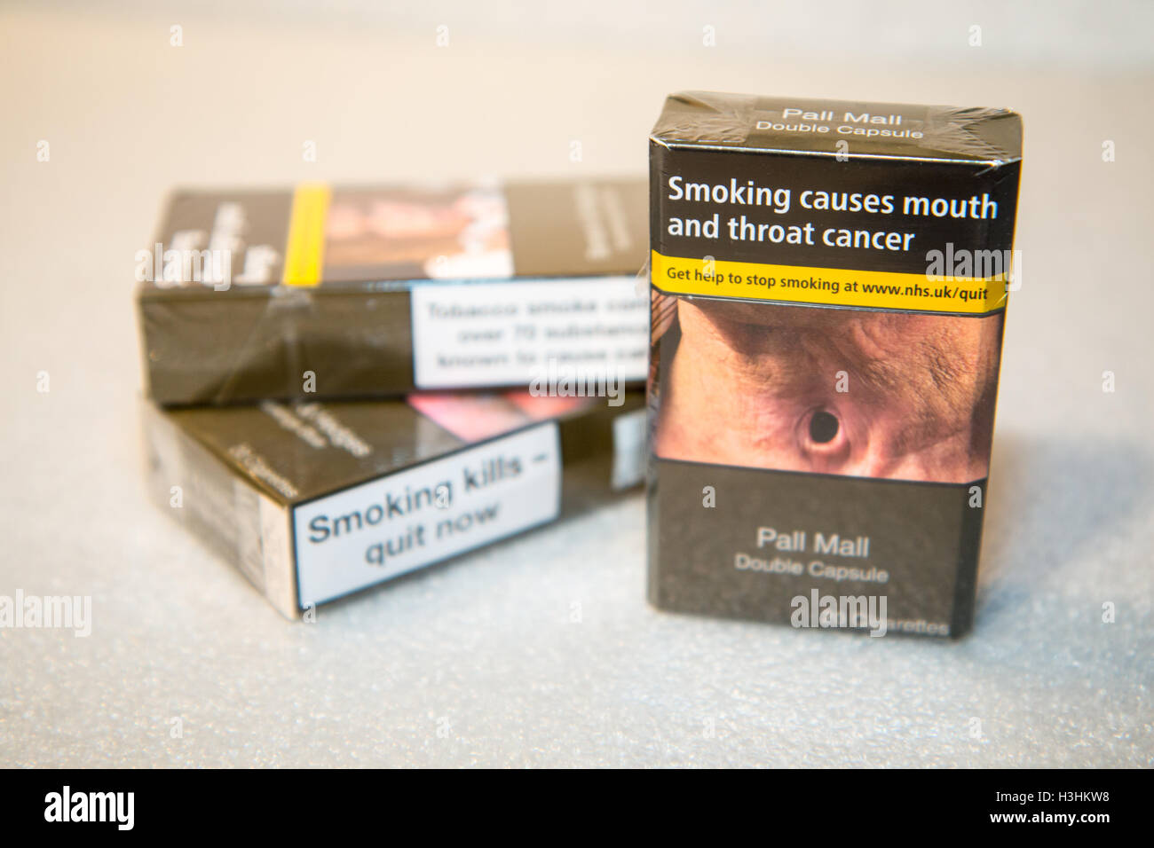 Some of the first UK standardised (plain) packs of cigarettes to appear in shops Stock Photo Alamy