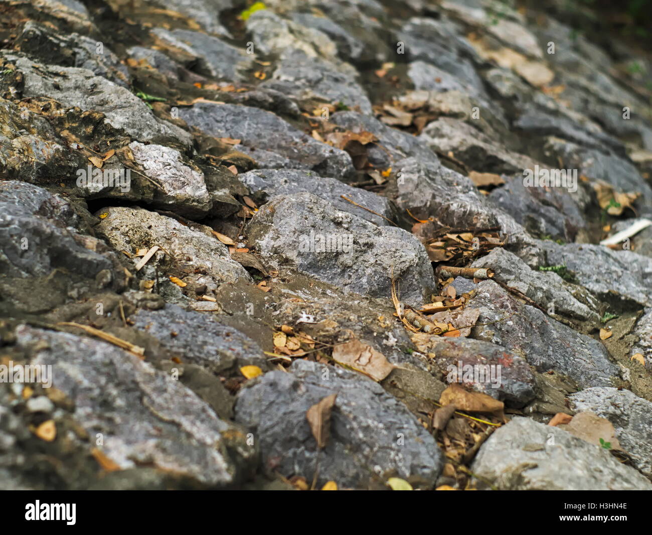 closeup shot of incline stone floor texture Stock Photo