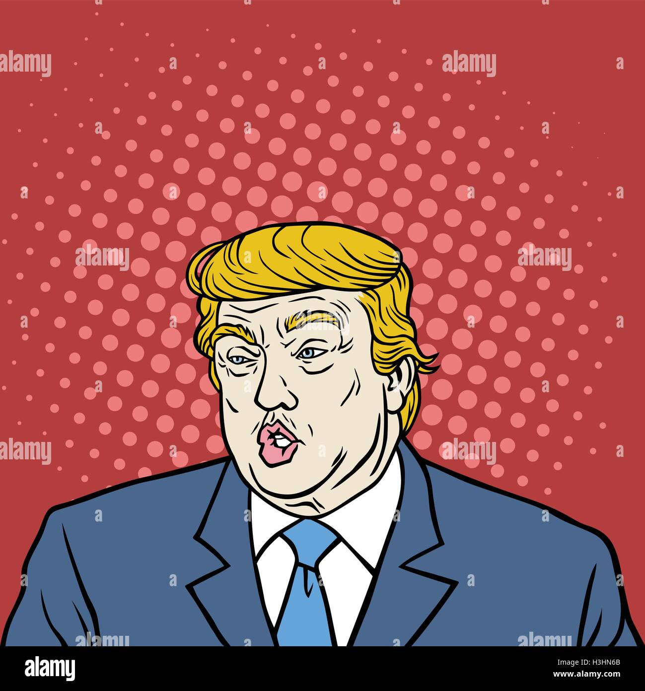 Donald Trump Pop Art Caricature Portrait Vector Stock Vector